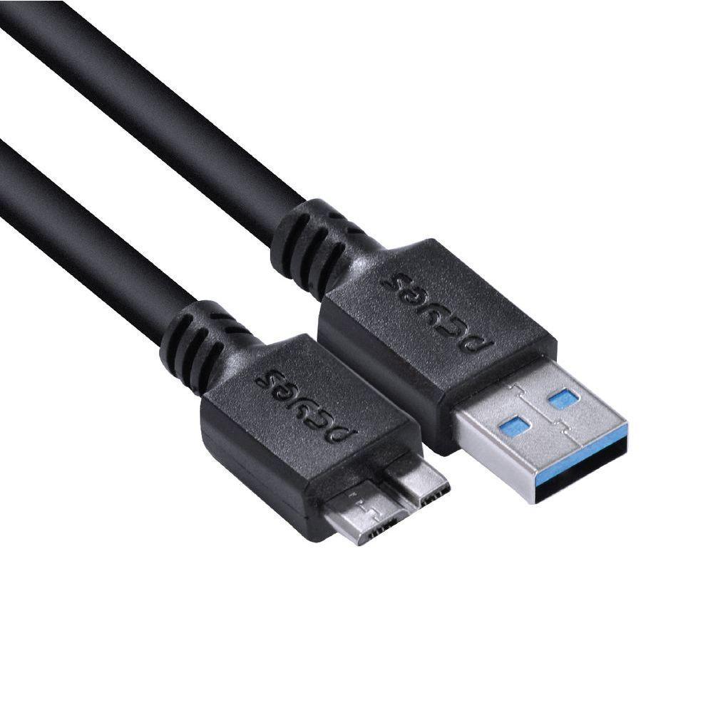 Cabo Para Hd Externo Usb A 3.0 Macho Para Micro Usb B 3.0 (10 Pinos) Macho 28Awg Puro Cobre 1 Metro - 5