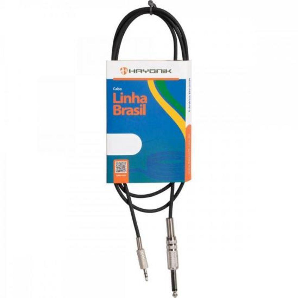 Cabo De Áudio Linha Brasil P10 Estéreo X 2 P10 Mono 5M Preto - 1