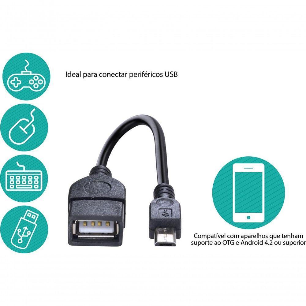 Adaptador Usb Femea Para Micro Usb Com Funcao Otg Ufmu-Otg - 3