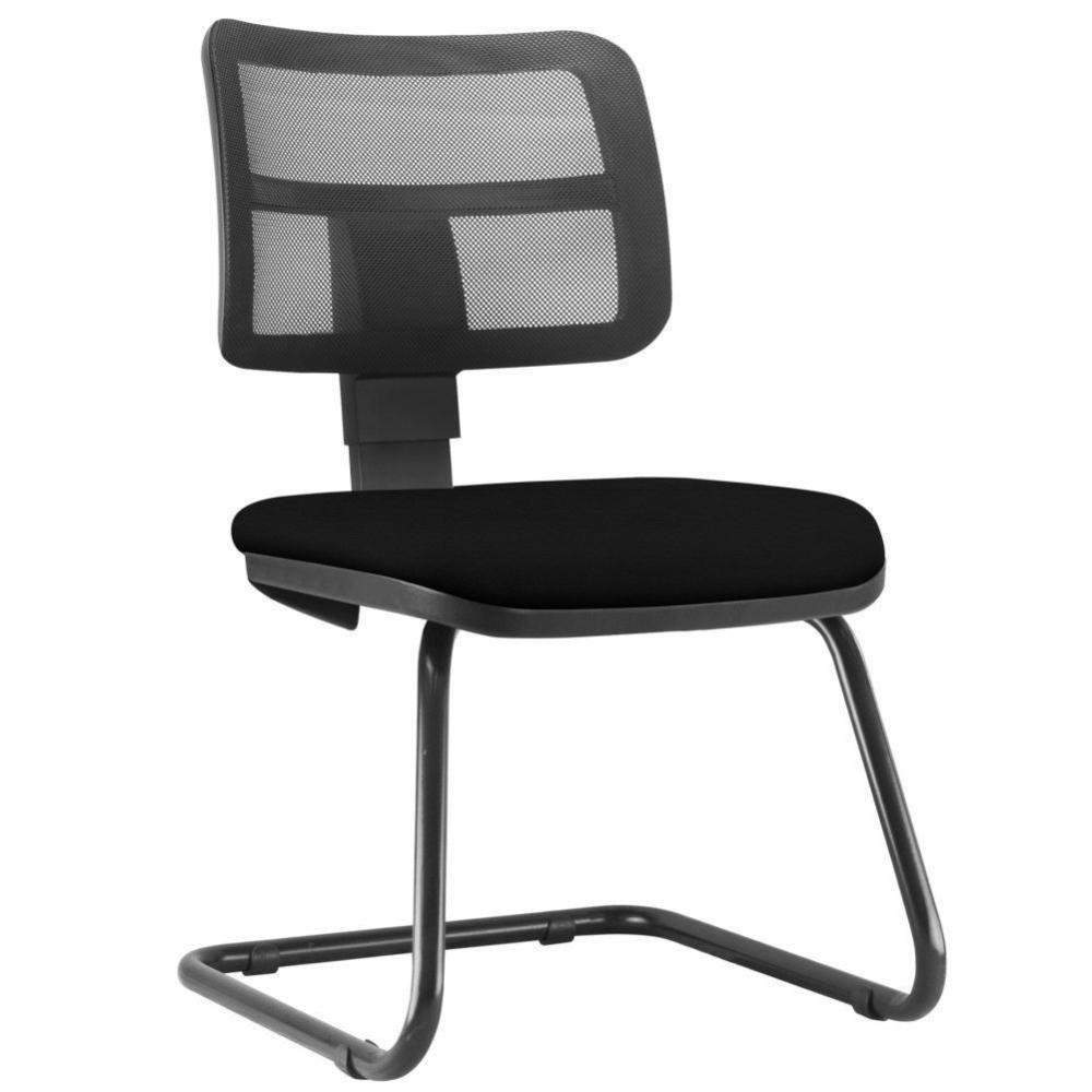 Kit 02 Cadeiras De Escritório Recepção Fixa Zip Crepe Preto - 5