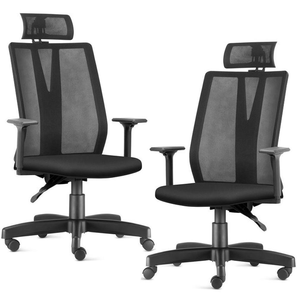 Kit 2 Cadeiras De Escritório Apoio De Cabeça Addit F2 - 1