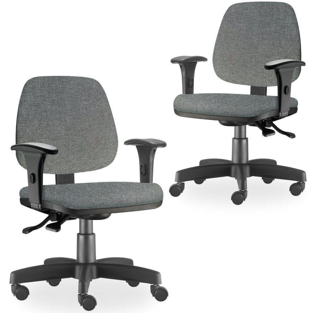Kit 02 Cadeiras De Escritório Job L02 Cinza Escuro - 1
