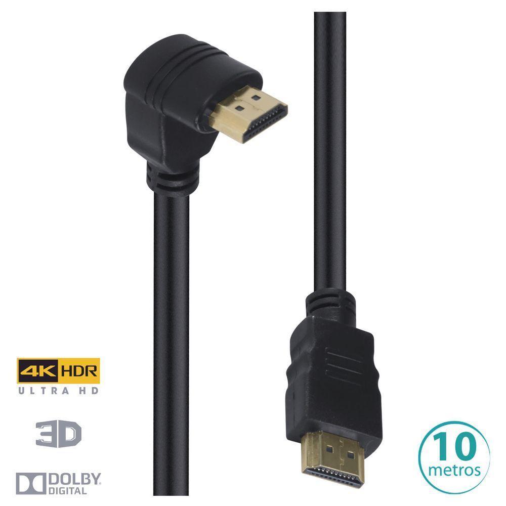 Cabo Hdmi 2.0 4K Ultra Hd 3D Conexao Ethernet Com 01Conector 90O 10 Metros - H2090-10 - 1