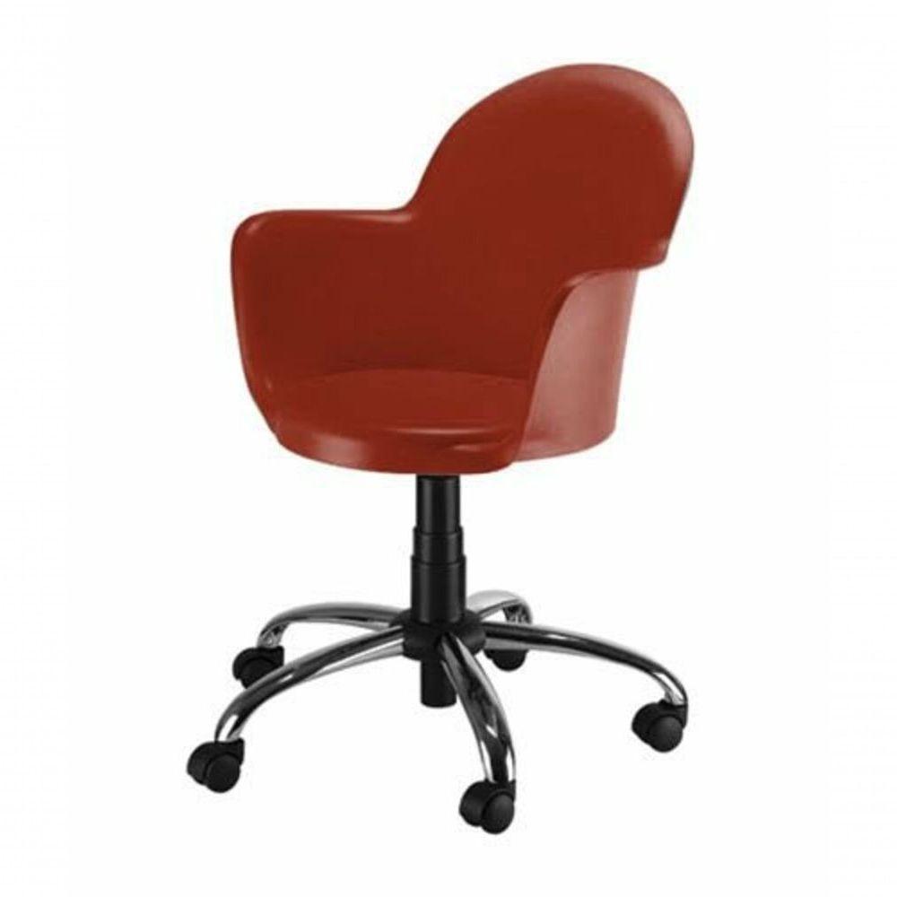 Cadeira Giratória Base Cromada Polipropileno Moon Marrom - 1