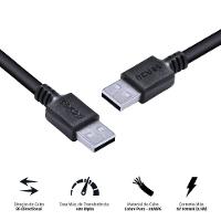 Cabo De Dados Usb A 2.0 Macho Para Usb A 2.0 Macho 28Awg Puro Cobre 2 Metros - Puam2-2 - 1