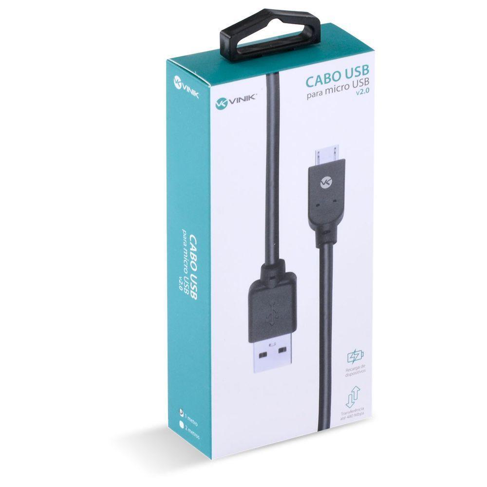 Cabo Usb X Micro Usb B 2.0 5 Pinos 1 Metro Preto - Musb-1 - 3
