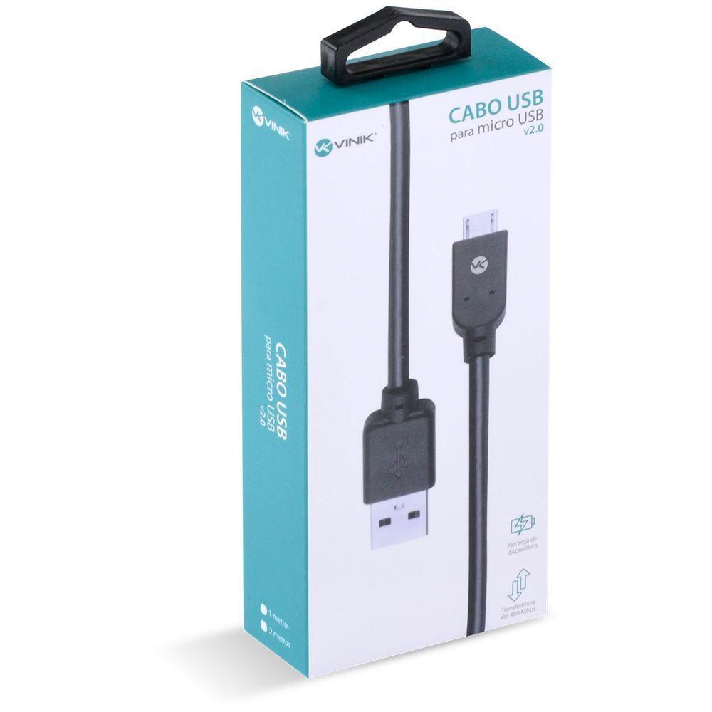 Cabo Usb X Micro Usb B 2.0 5 Pinos 2 Metros Preto - Musb-2 - 3