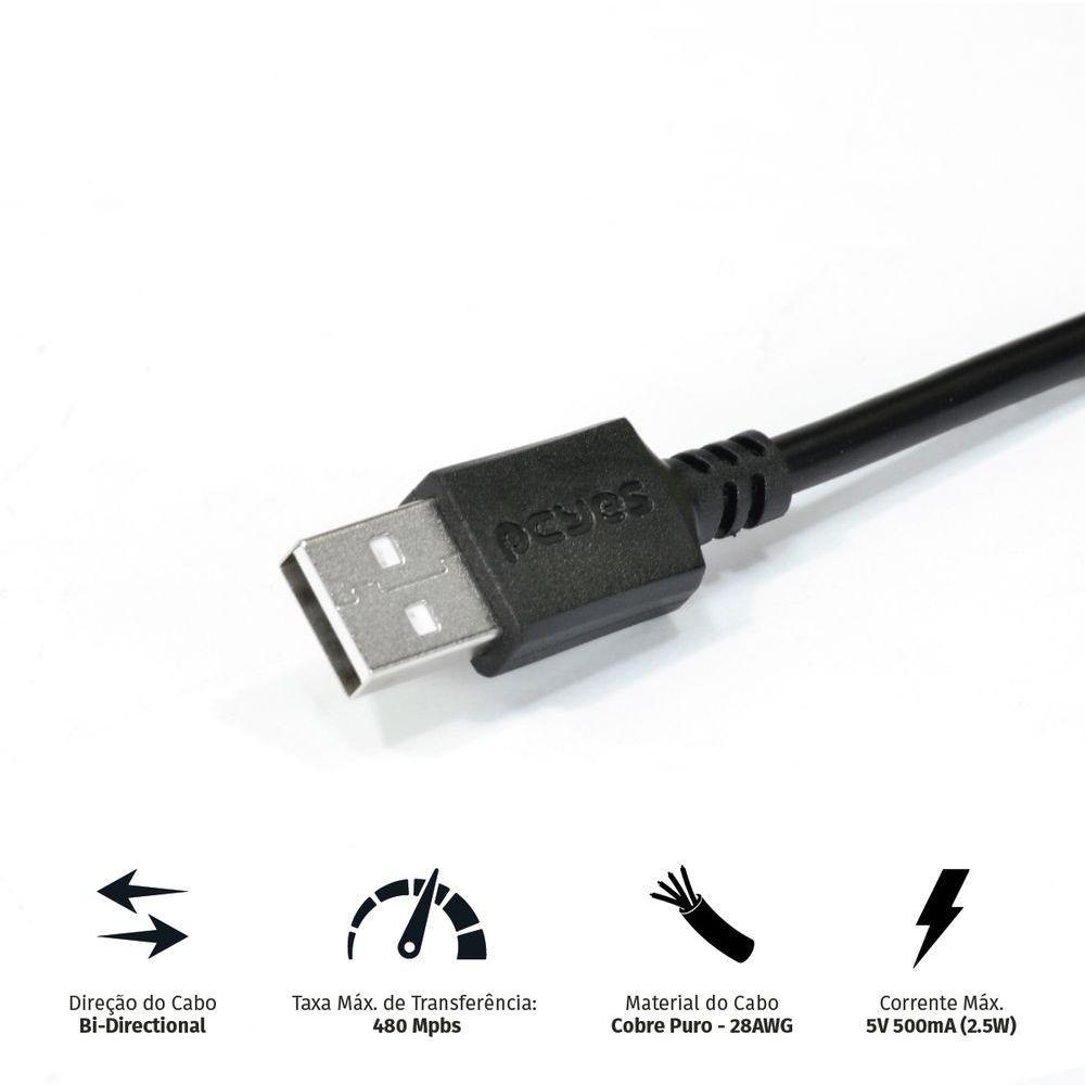 Cabo Usb A 2.0 Macho Para Mini Usb B Macho 28Awg Puro Cobre 3 Metros - Puanm2-3 - 9