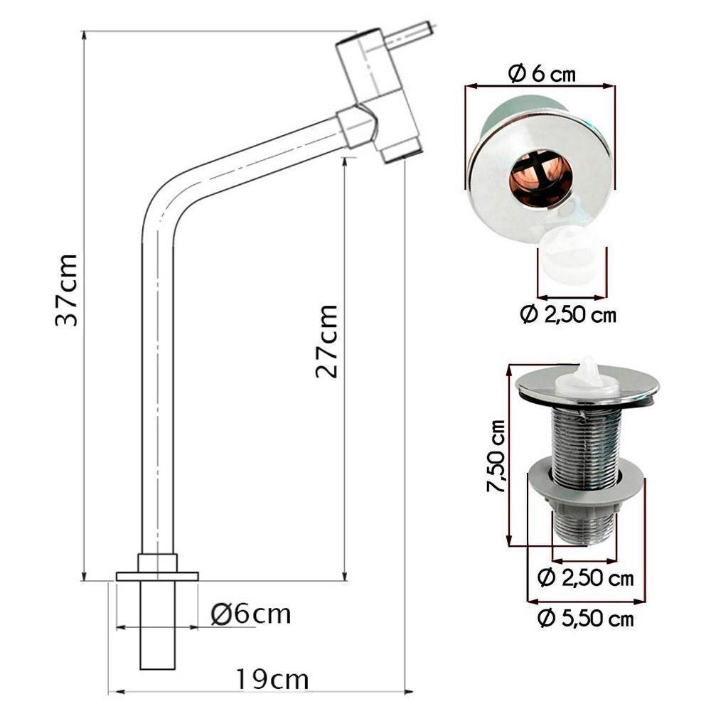 Kit Torneira Dl08 Com Sifao E Engate 50 Cm Mais Valvula Abs - 3