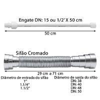 Kit Torneira Dl08 Com Sifao E Engate 50 Cm Mais Valvula Abs - 2