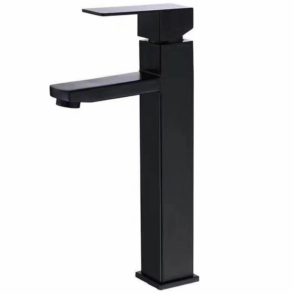 Torneira Monocomando Misturador 29cm Lorben Banheiro Quadrada Alta Preto Fosco - 1