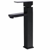 Torneira Monocomando Misturador 29cm Lorben Banheiro Quadrada Alta Preto Fosco - 1