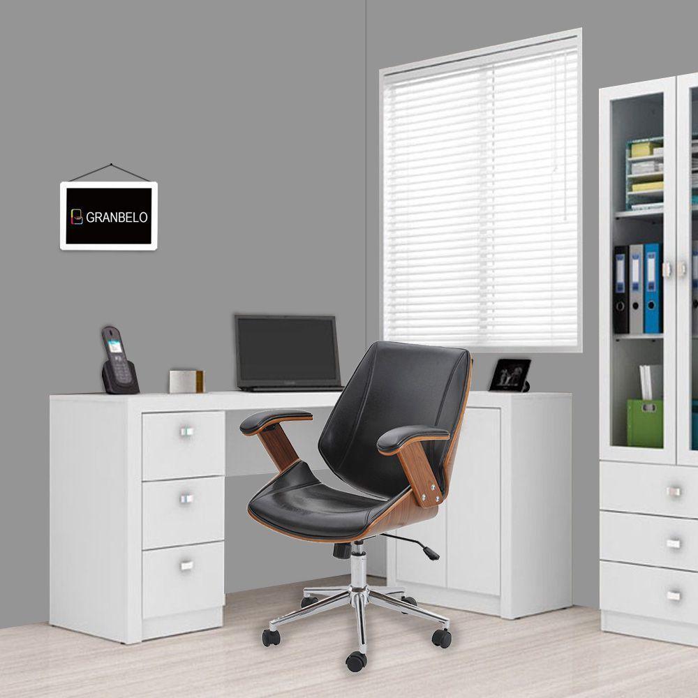 Cadeira de Escritório Diretor Giratória com Regulagem de Altura Akon Pu Preto Gran Belo - 7