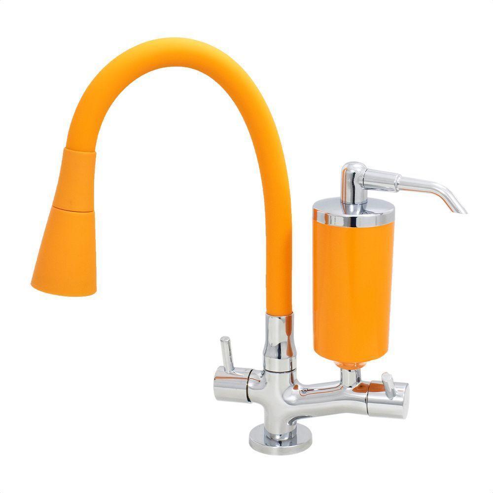 Torneira c/Filtro Cozinha Mesa Cone Gourmet Laranja - 1
