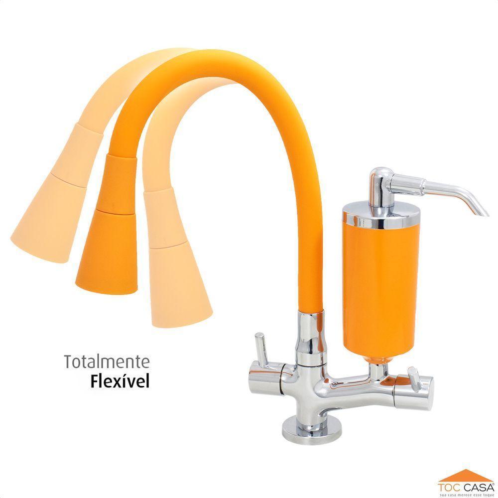Torneira c/Filtro Cozinha Mesa Cone Gourmet Laranja - 3