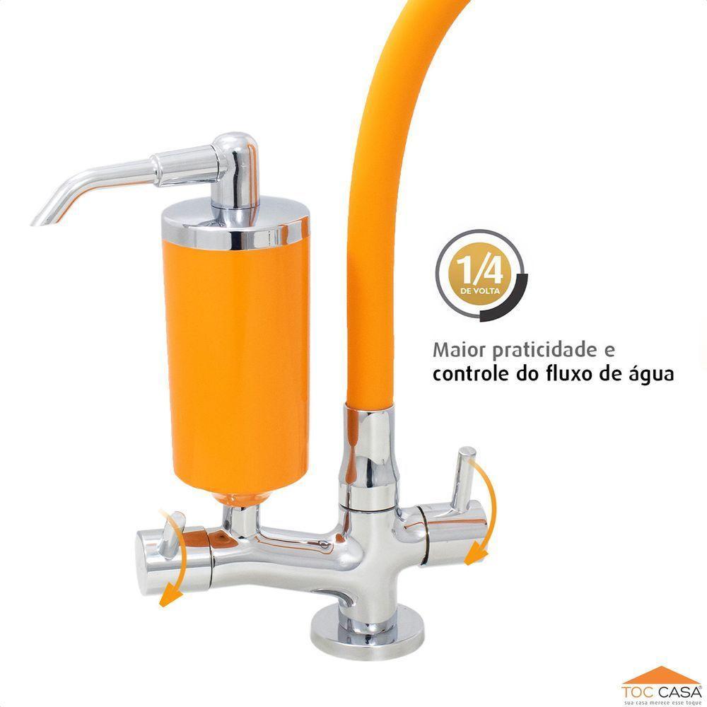 Torneira c/Filtro Cozinha Mesa Cone Gourmet Laranja - 4