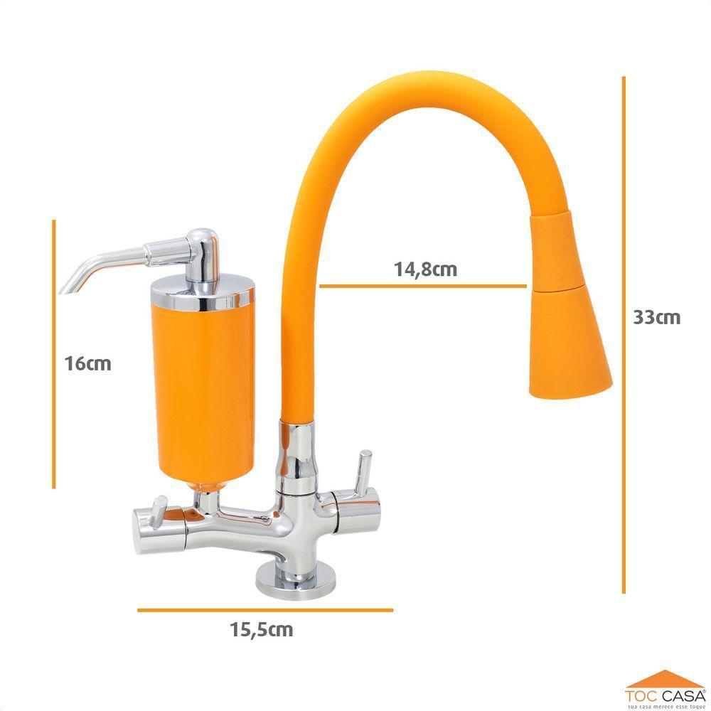 Torneira c/Filtro Cozinha Mesa Cone Gourmet Laranja - 5