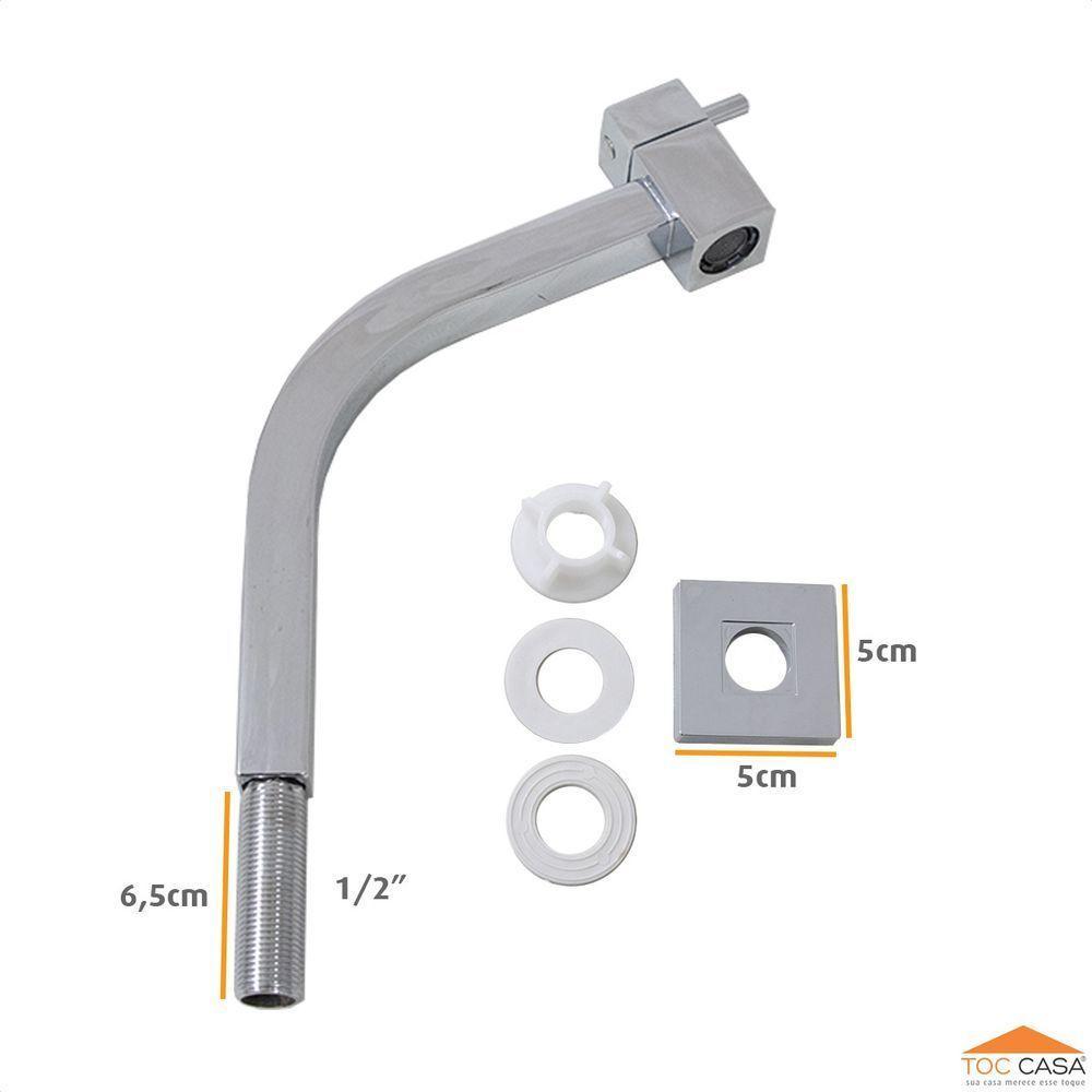 Torneira Cuba Link Quadrada 45° Baixa Mesa Inox Cromado 1197 - 6