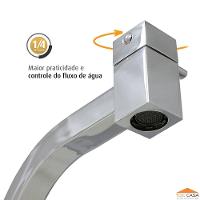 Torneira Cuba Link Quadrada 45° Baixa Mesa Inox Cromado 1197