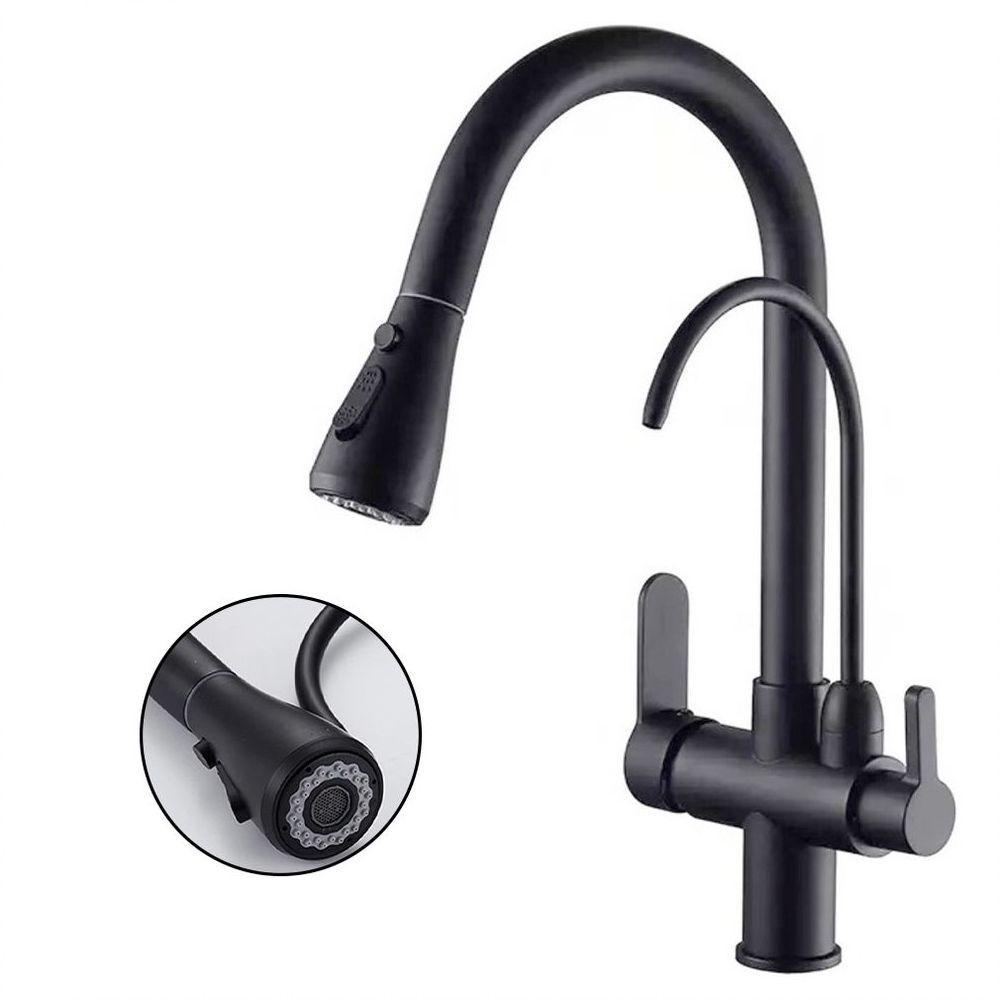 Torneira Preta Monocomando Luxo 360 Filtro Extensível Quente - 1