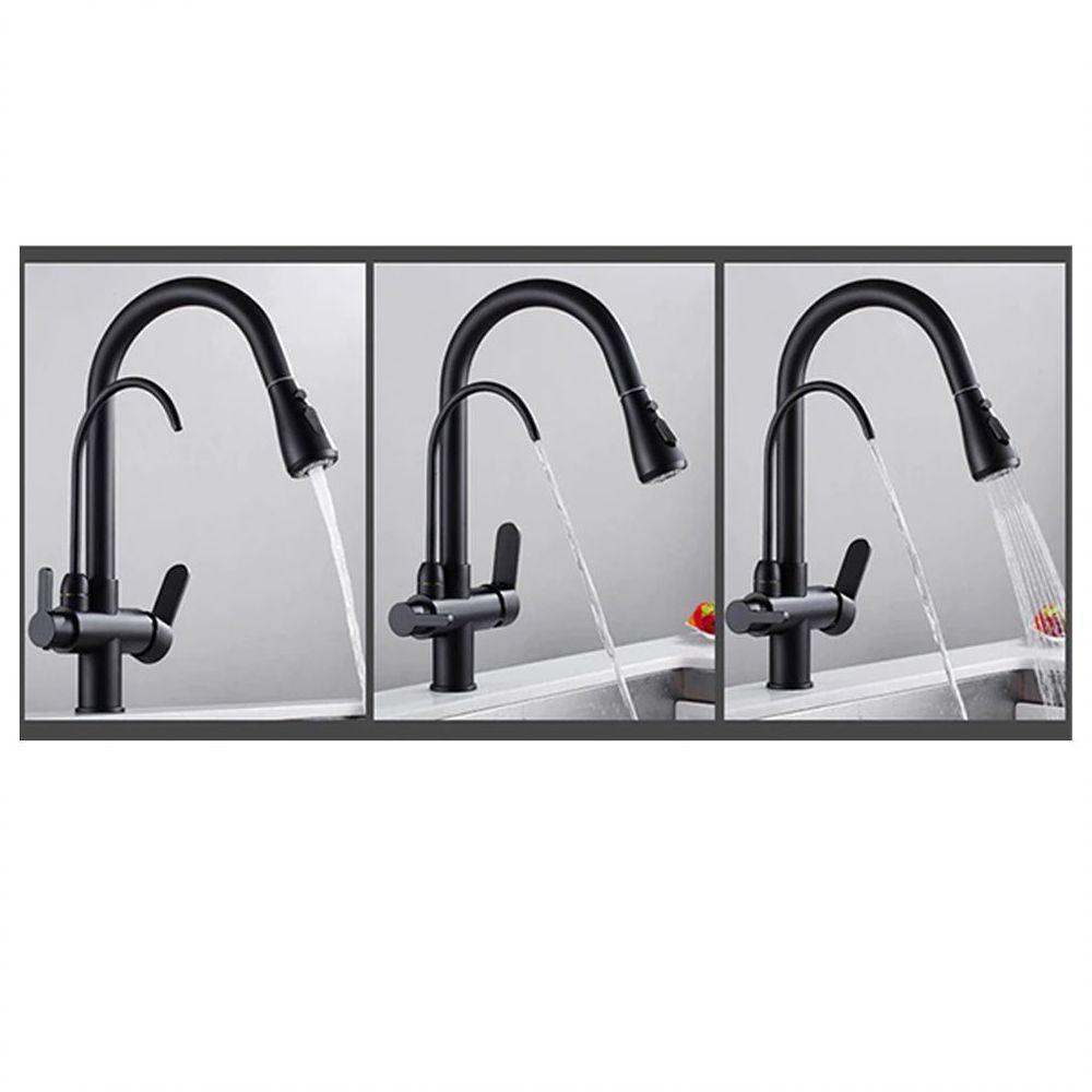 Torneira Preta Monocomando Luxo 360 Filtro Extensível Quente - 6