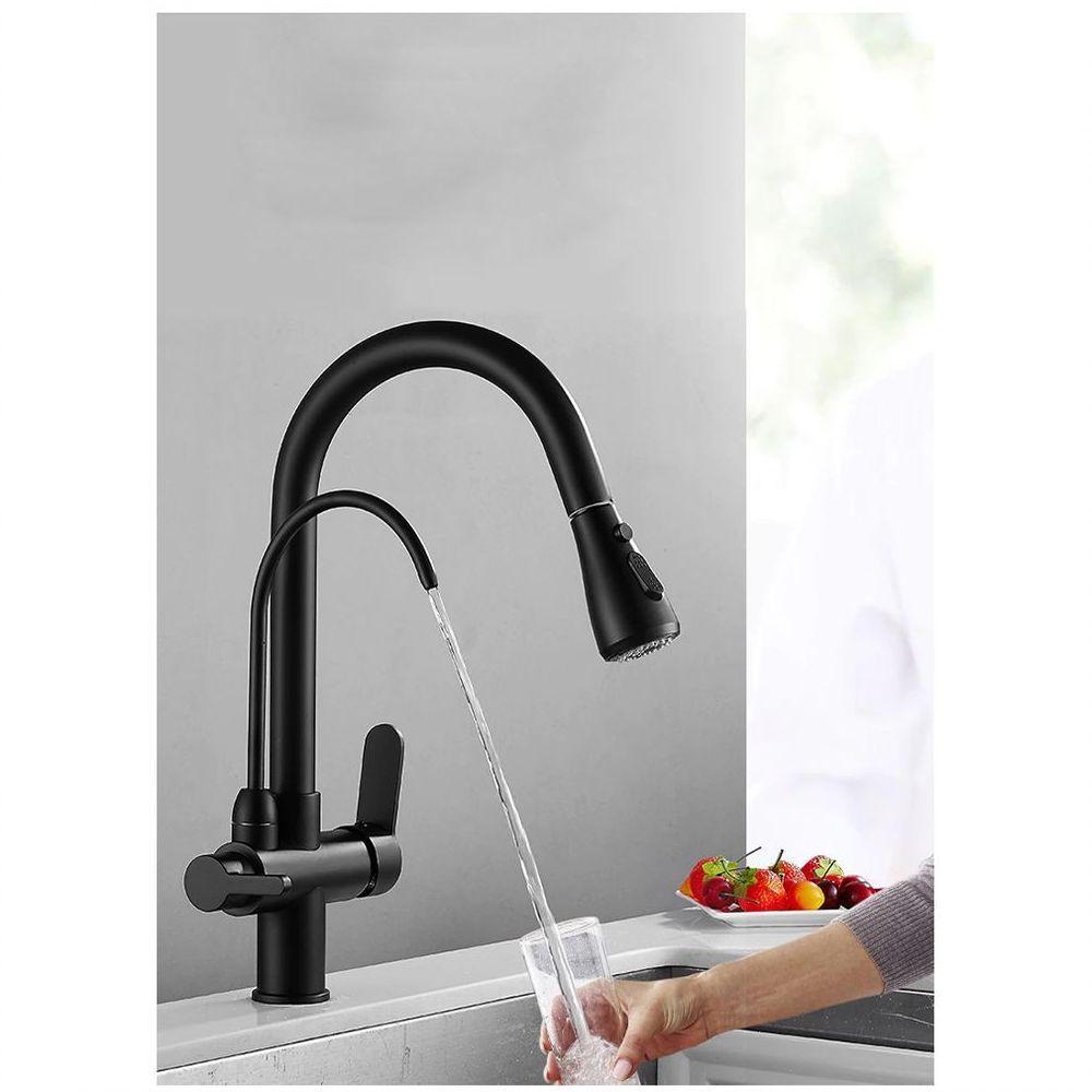 Torneira Preta Monocomando Luxo 360 Filtro Extensível Quente - 9