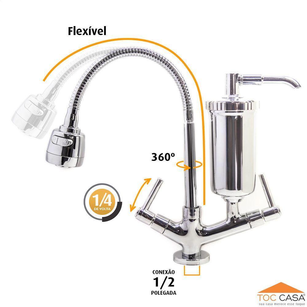 Torneira c/Filtro Cozinha Mesa Gourmet + 01 Refil Extra - 5