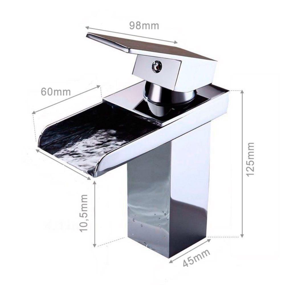 Torneira Monocomando Waterfall Cascata Calha Metal Baixa - 6
