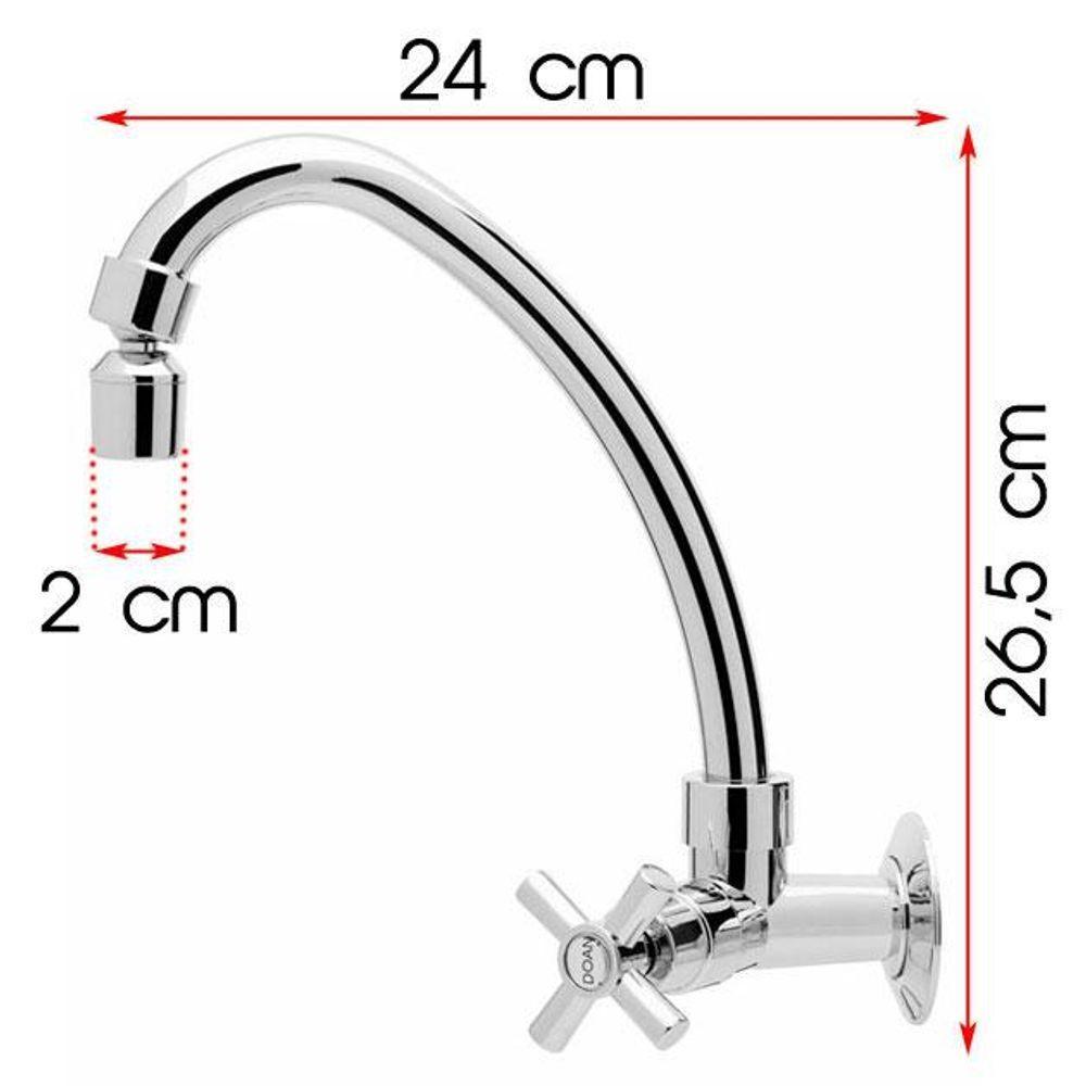 Torneira Cozinha Parede Cruzeta Com Arejador Cromada - 2