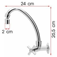 Torneira Cozinha Parede Cruzeta Com Arejador Cromada - 2