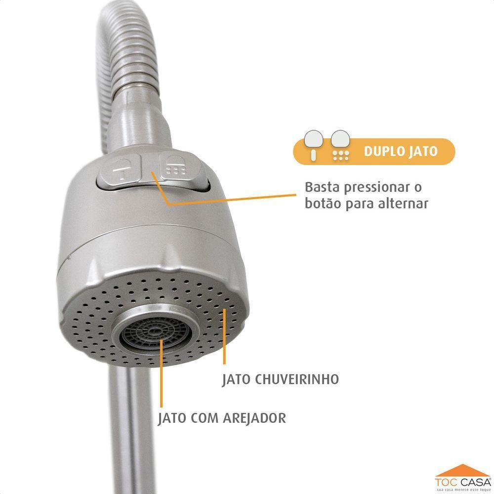 Torneira Gourmet Cozinha Parede Inox Escovado Dupla Função - 6