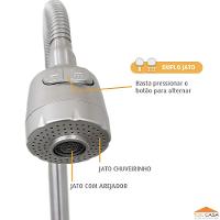 Torneira Gourmet Cozinha Parede Inox Escovado Dupla Função - 6