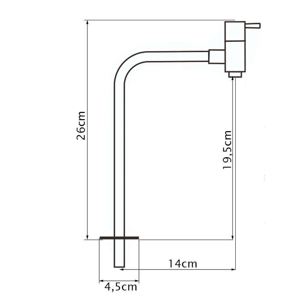 Torneira Em Inox Escovado Bica Media Mesa 1/4 Volta - 2