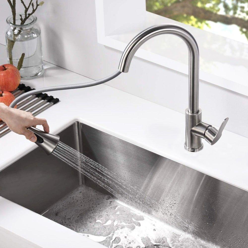 Torneira Pull Down Goumet Bancada Cozinha Metal Escovado - 4