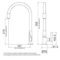 Torneira De Balcão 1177 B27 Com Bica Flexível Lorenzetti - Preto - 7