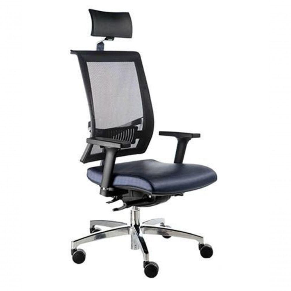 Cadeira Presidente Com Encosto Tela Mesh Net Design Preto. - 1