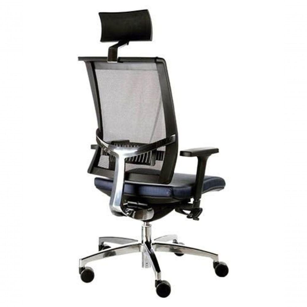 Cadeira Presidente Com Encosto Tela Mesh Net Design Preto. - 3