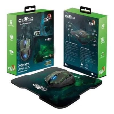 Combo 2 Em 1 Elg Gamer Mouse 3200dpi Mouse Pad Cggo21
