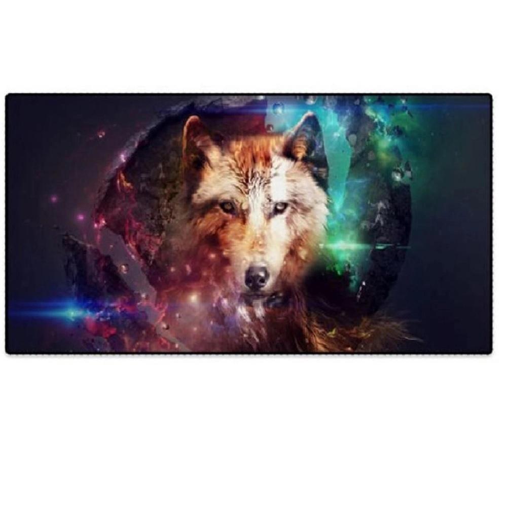 Mouse Pad Gamer Extra Grande Lobo Bordas Costuradas Base Ant - 1