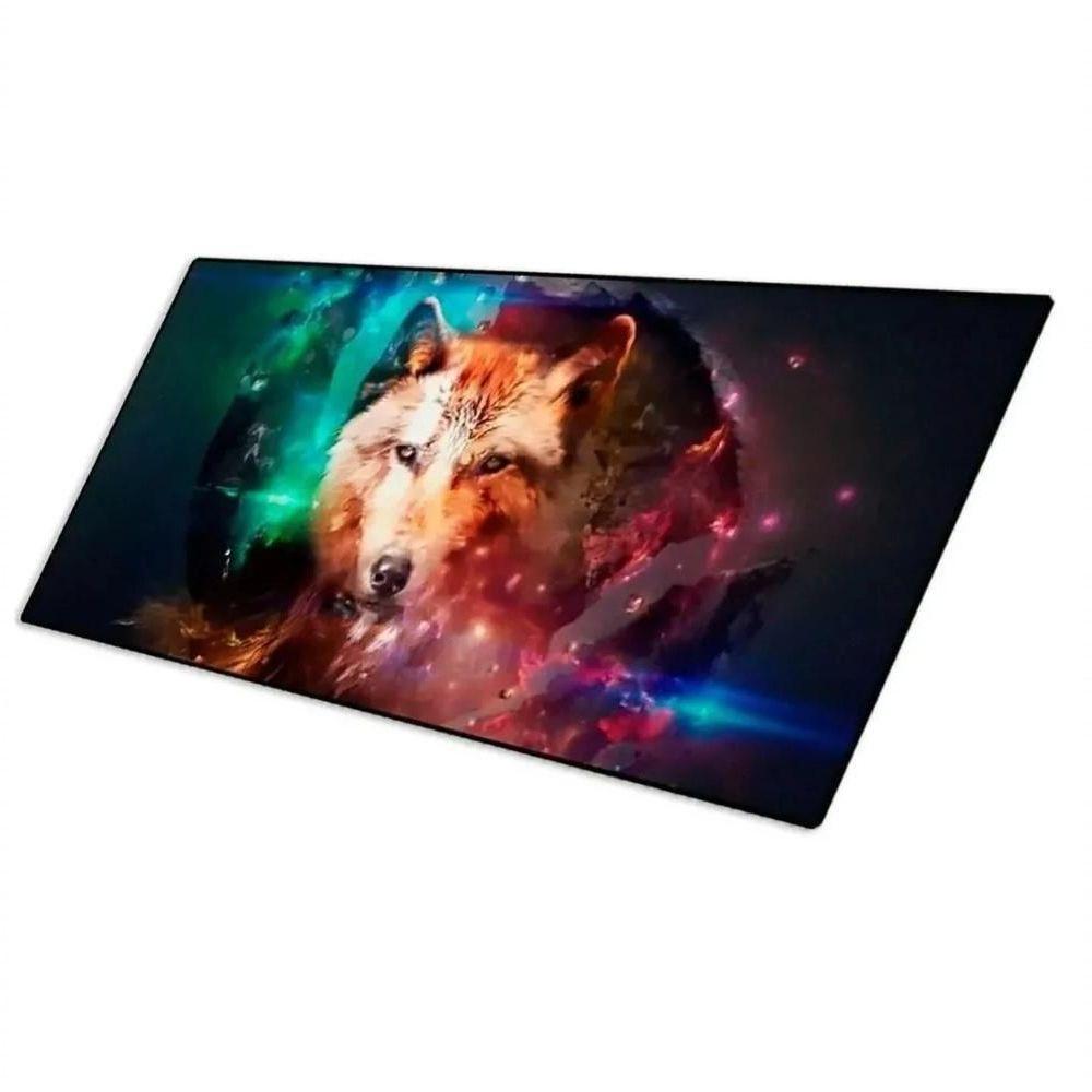 Mouse Pad Gamer Extra Grande Lobo Bordas Costuradas Base Ant - 2