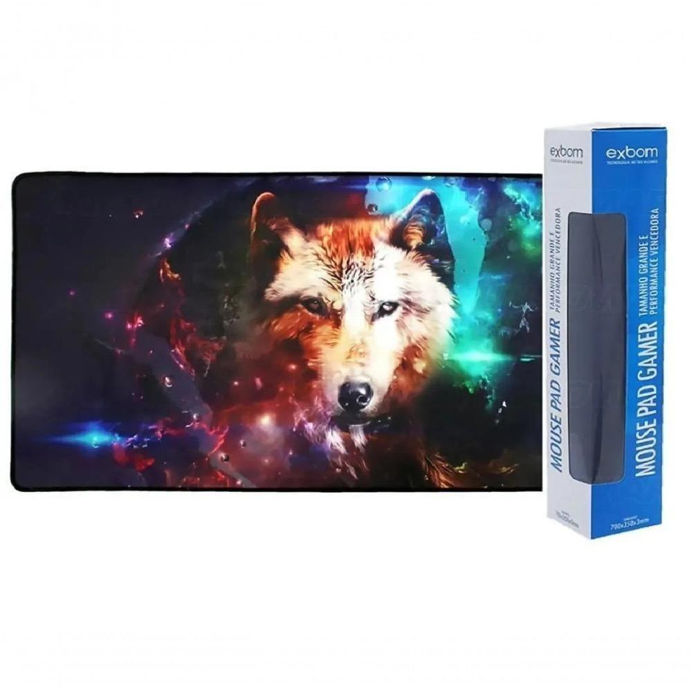 Mouse Pad Gamer Extra Grande Lobo Bordas Costuradas Base Ant - 3
