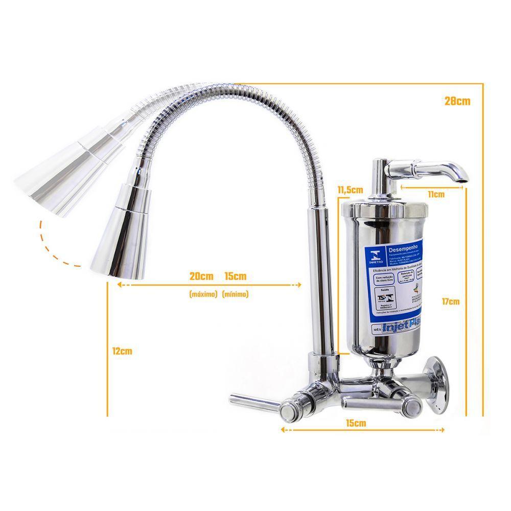 Torneira Com Filtro Cozinha Parede Gourmet Cônico - 6