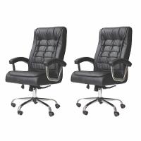 Kit 2 Cadeiras De Escritório Presidente Top Preta Preto - 1