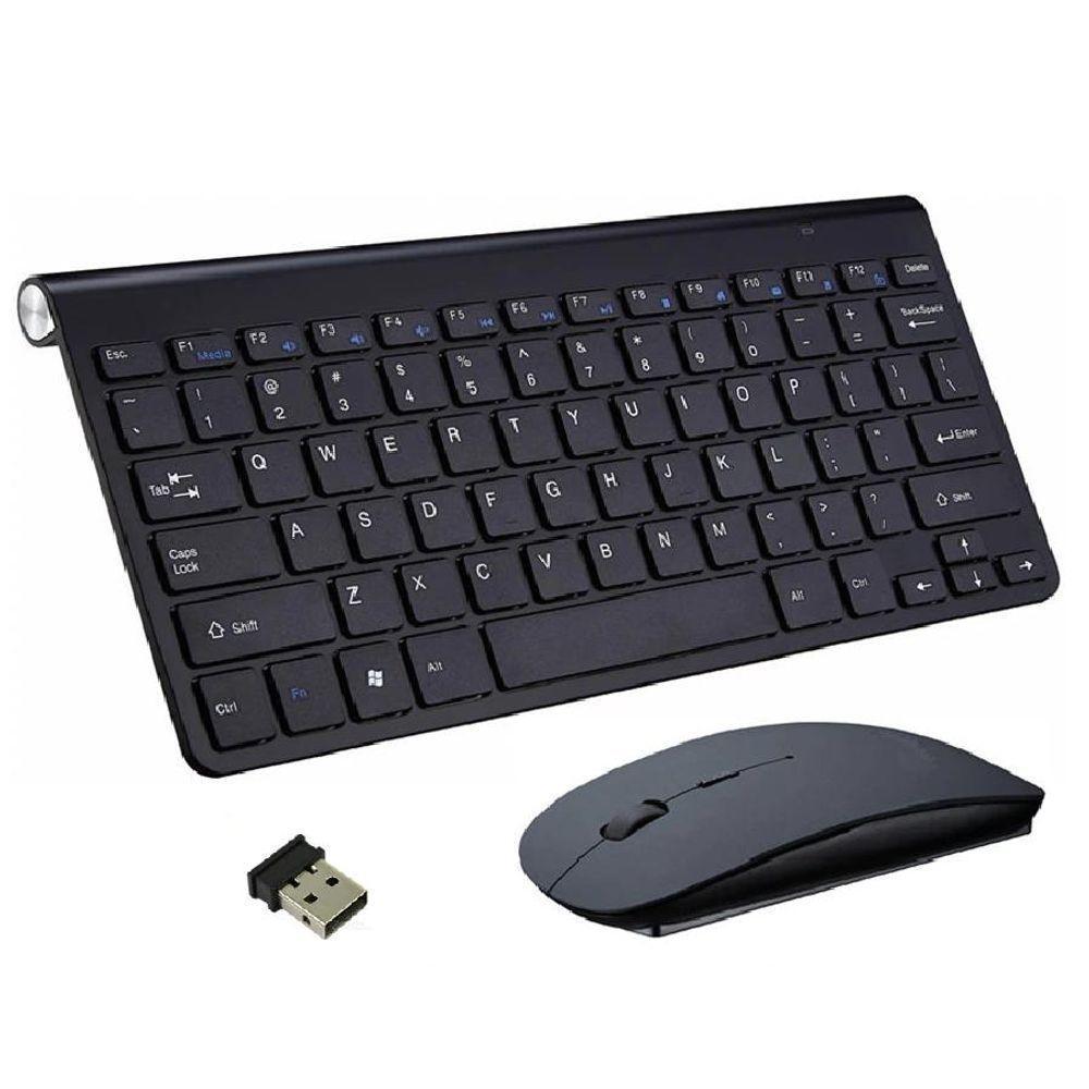 Kit Teclado Slim Com Mouse Sem Fio 2.4G Ultra Fino Para Pc N - 1