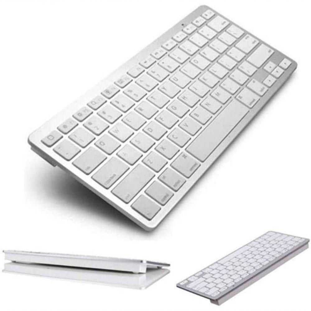 Teclado Bluetooth Para Pc Tablet E Smartphone Sem Fio Branco - 1