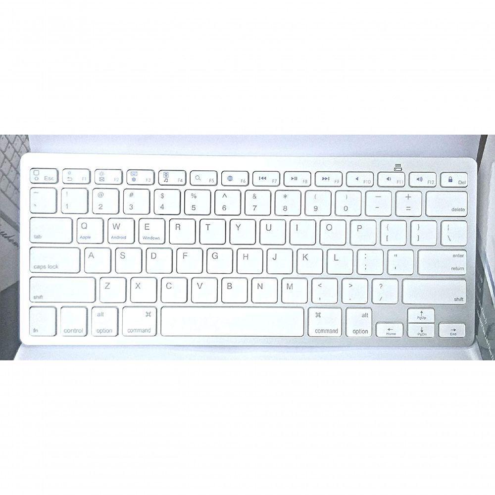 Teclado Bluetooth Para Pc Tablet E Smartphone Sem Fio Branco - 2
