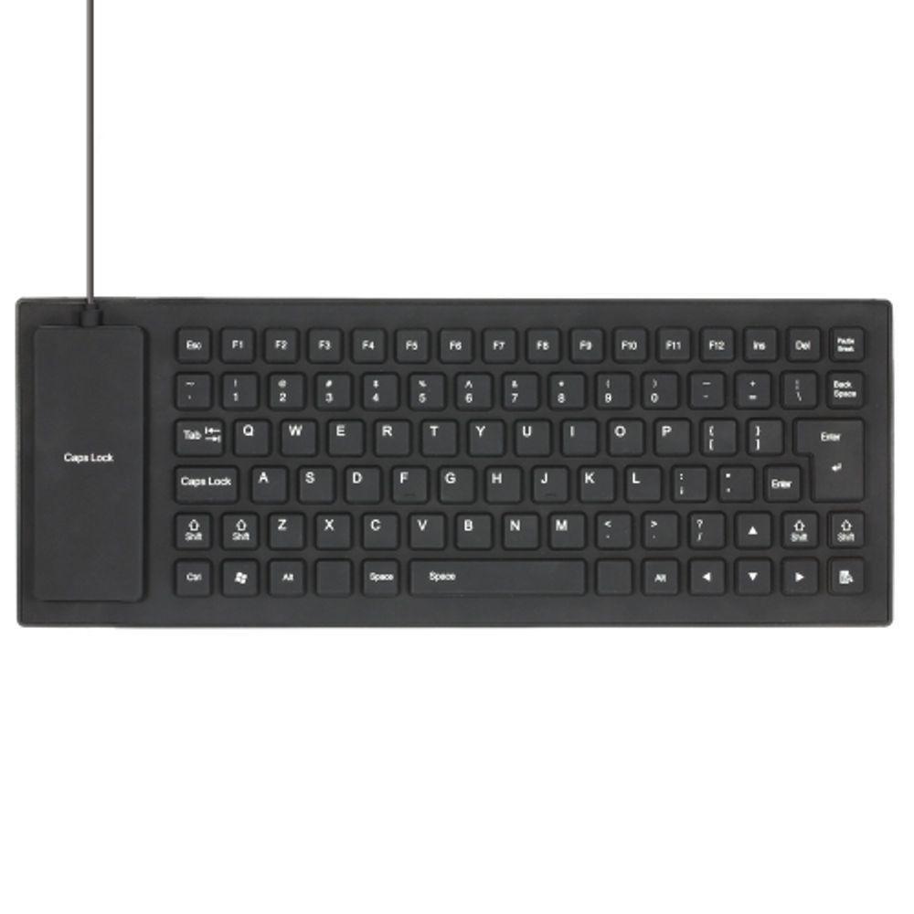 Teclado Dobravel Emborrachado Resistente Agua Usb Preto - 1