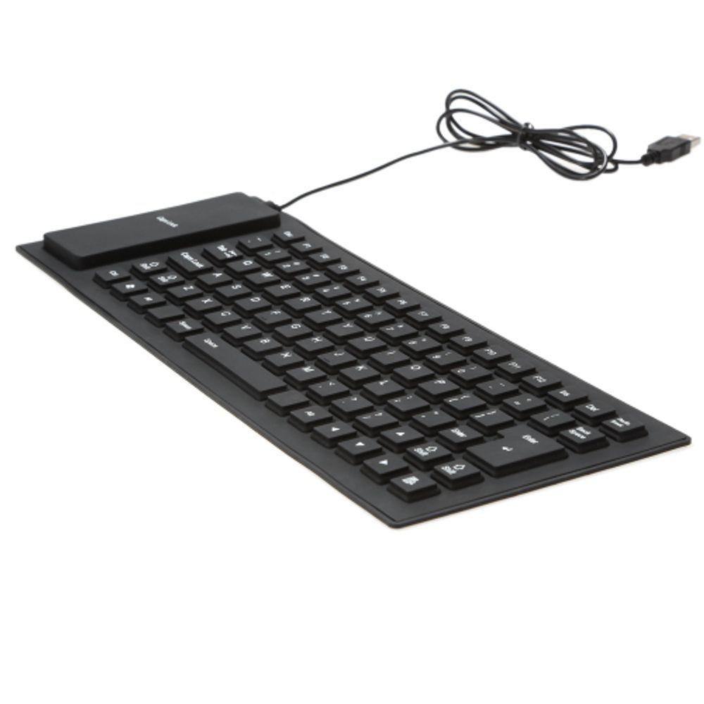 Teclado Dobravel Emborrachado Resistente Agua Usb Preto - 2