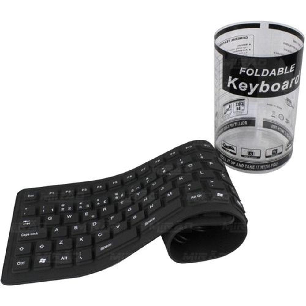 Teclado Dobravel Emborrachado Resistente Agua Usb Preto - 3