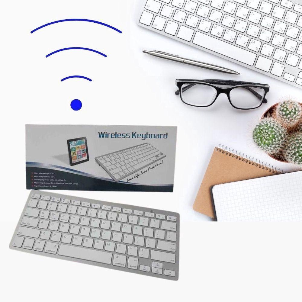 Teclado Bluetooth Para Tablet Android E Ios Branco/prata - 2